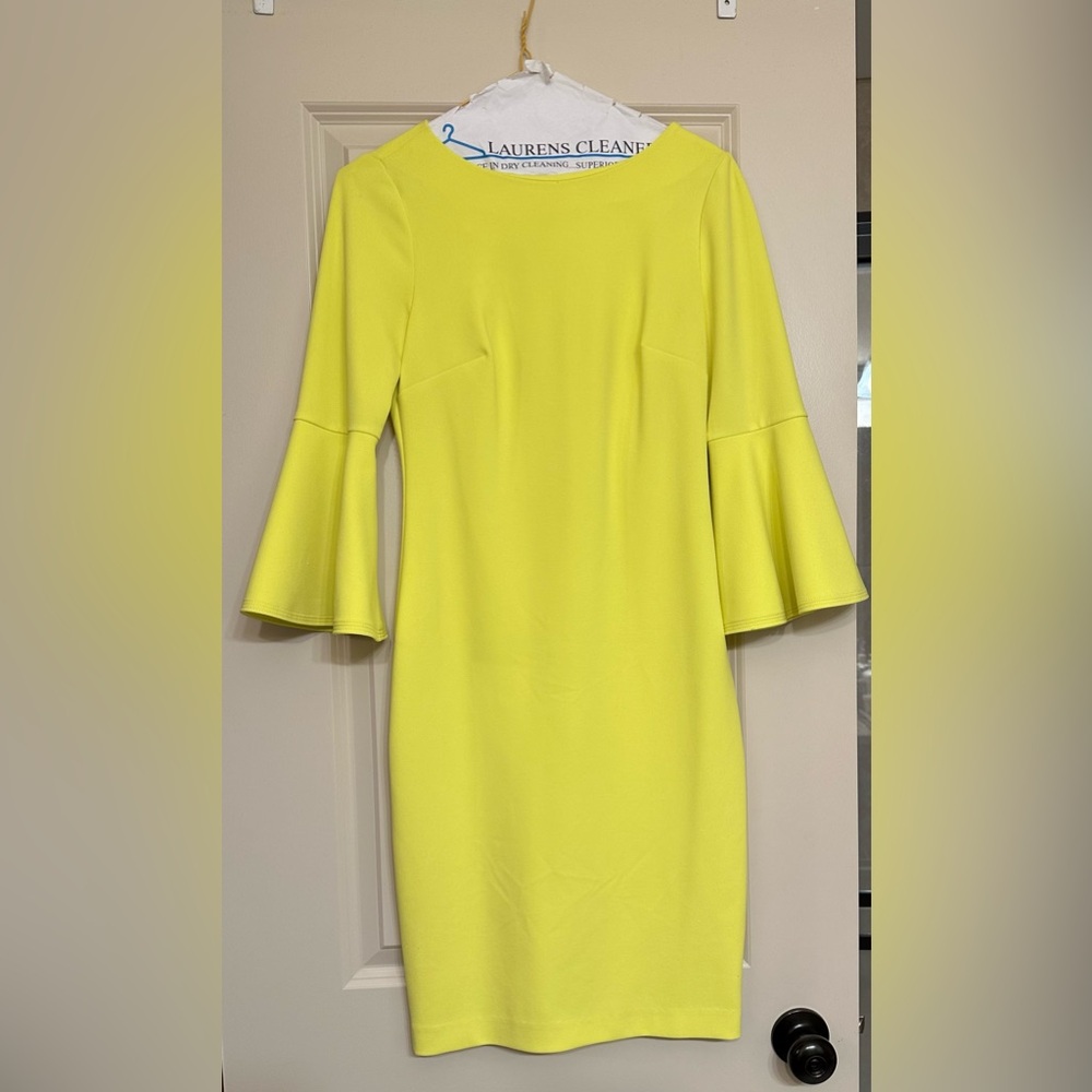 Elegant Yellow Bell Sleeve Dress